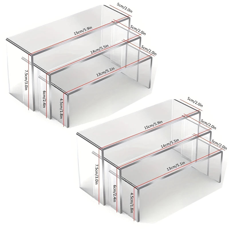Clear Acrylic U-Shaped Display Riser for Collectibles and Makeup - 12