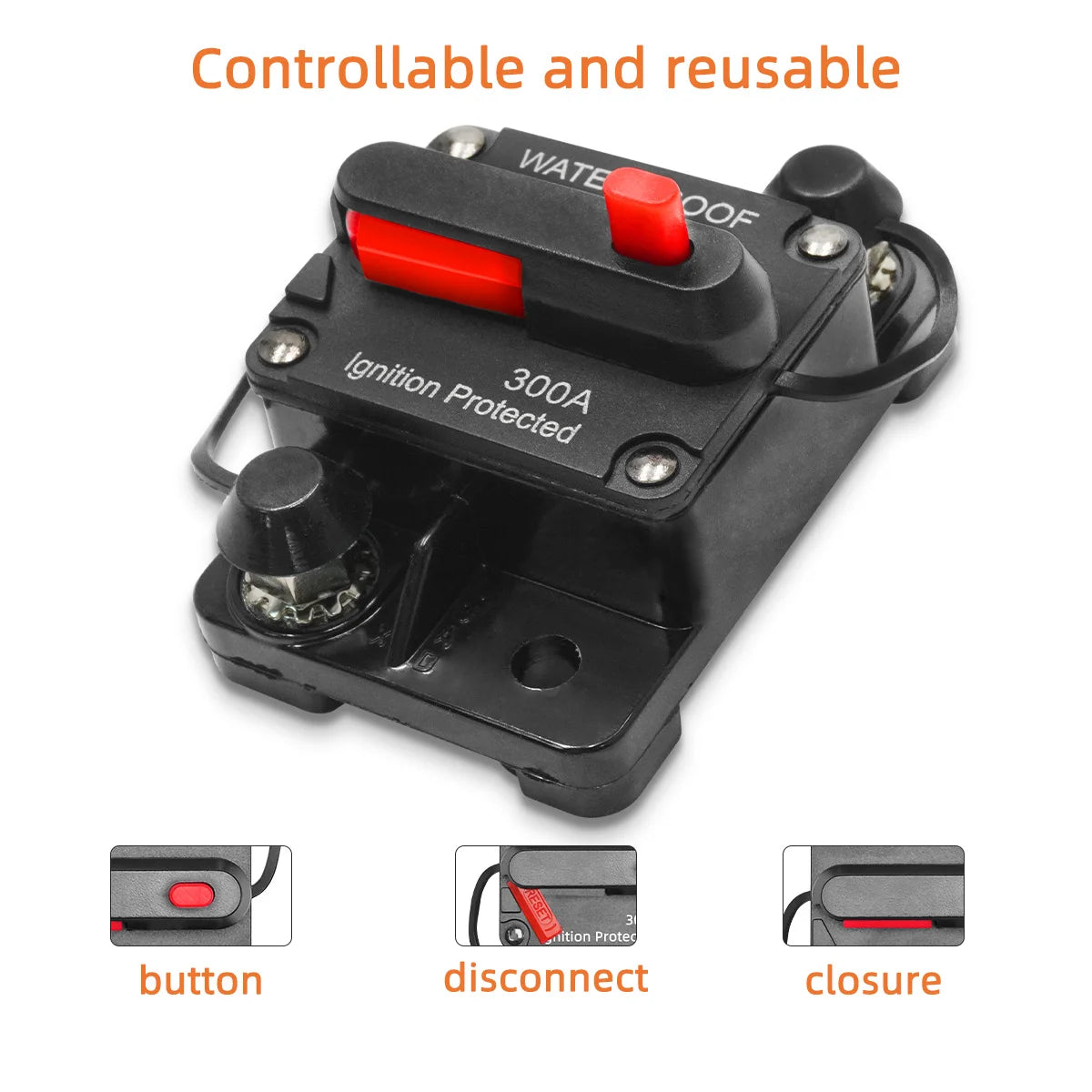 Waterproof Inline Circuit Breaker with Manual Reset for DC Systems