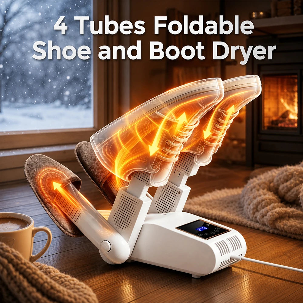 Foldable 4-Tube Shoe and Boot Dryer with UV Sterilization - 7