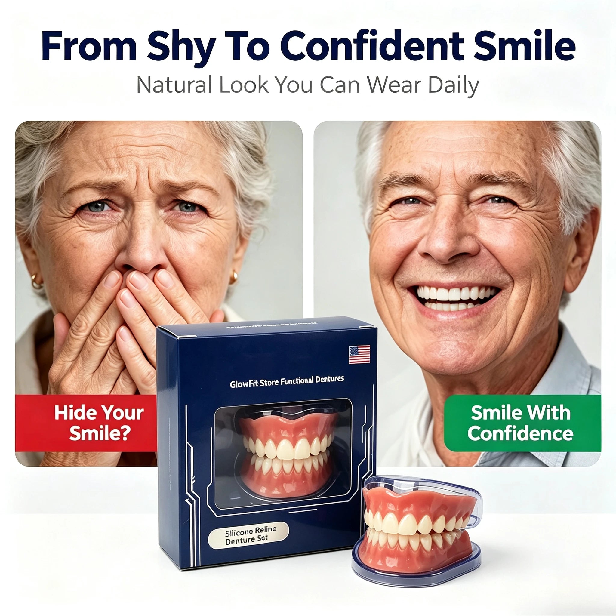 Instant Smile Cosmetic Dentures with Silicone Gum Base - 4