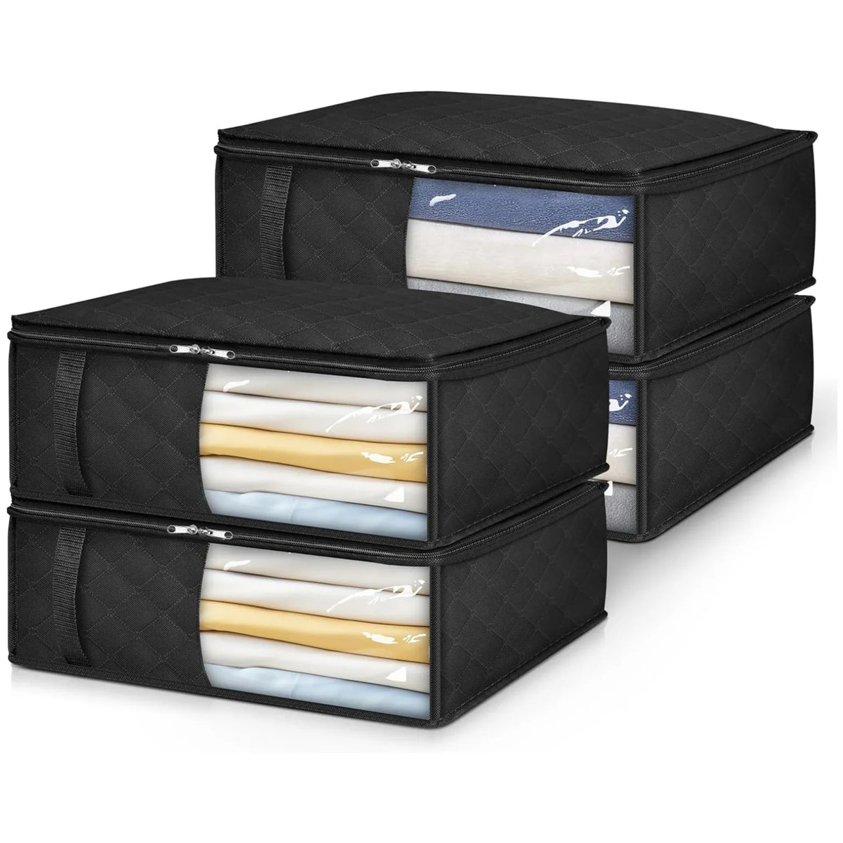 Foldable Bedding and Clothing Storage Organizer with Clear Window