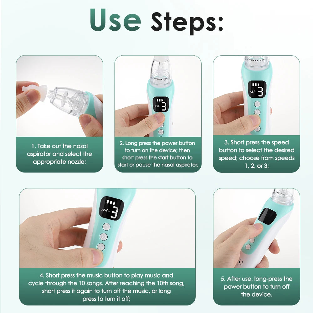 Electric Baby Nasal Aspirator with Music and LED Display - 12