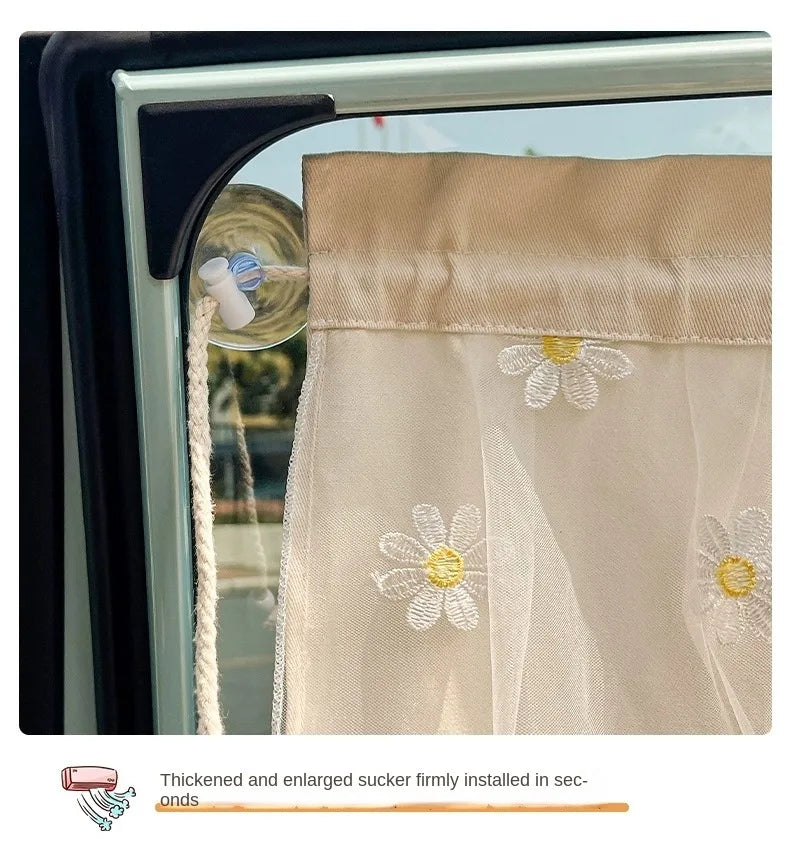 Floral Print Retractable Car Window Sunshade - 17