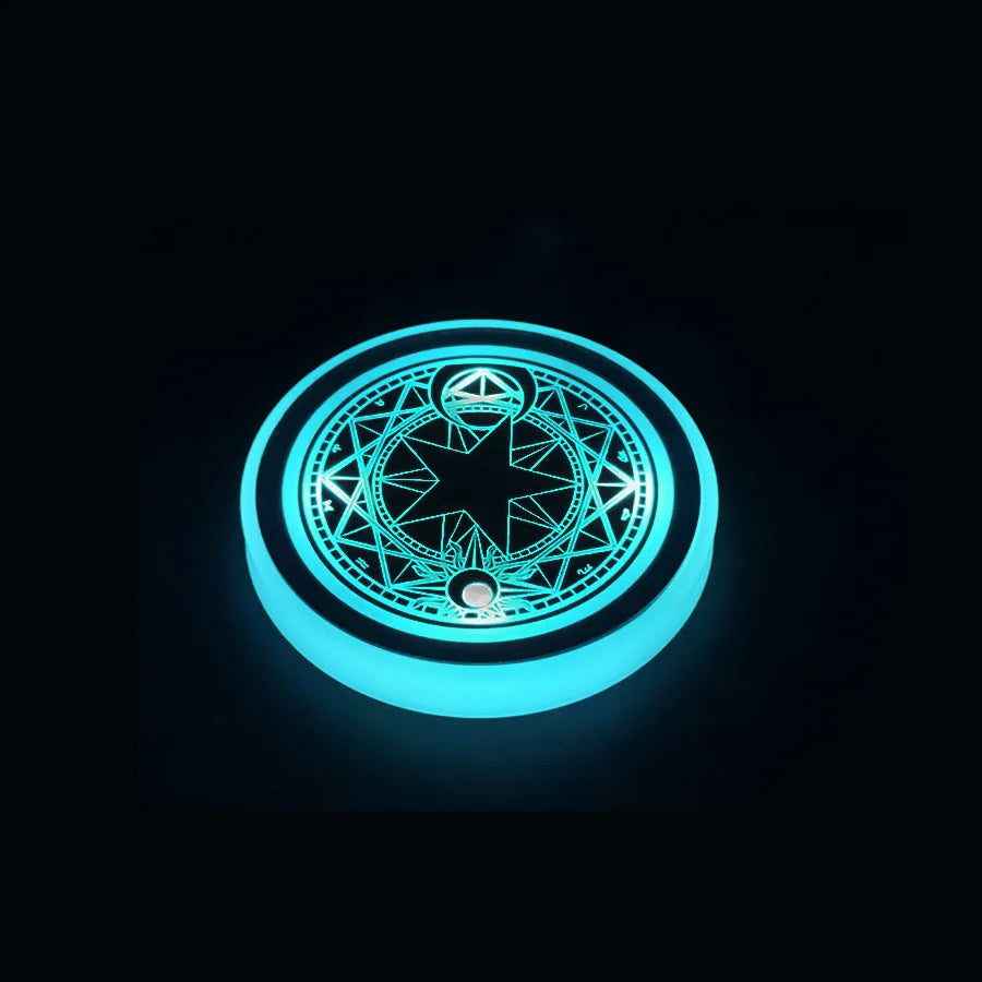 7-Color LED Car Cup Holder Coaster with Motion Sensor