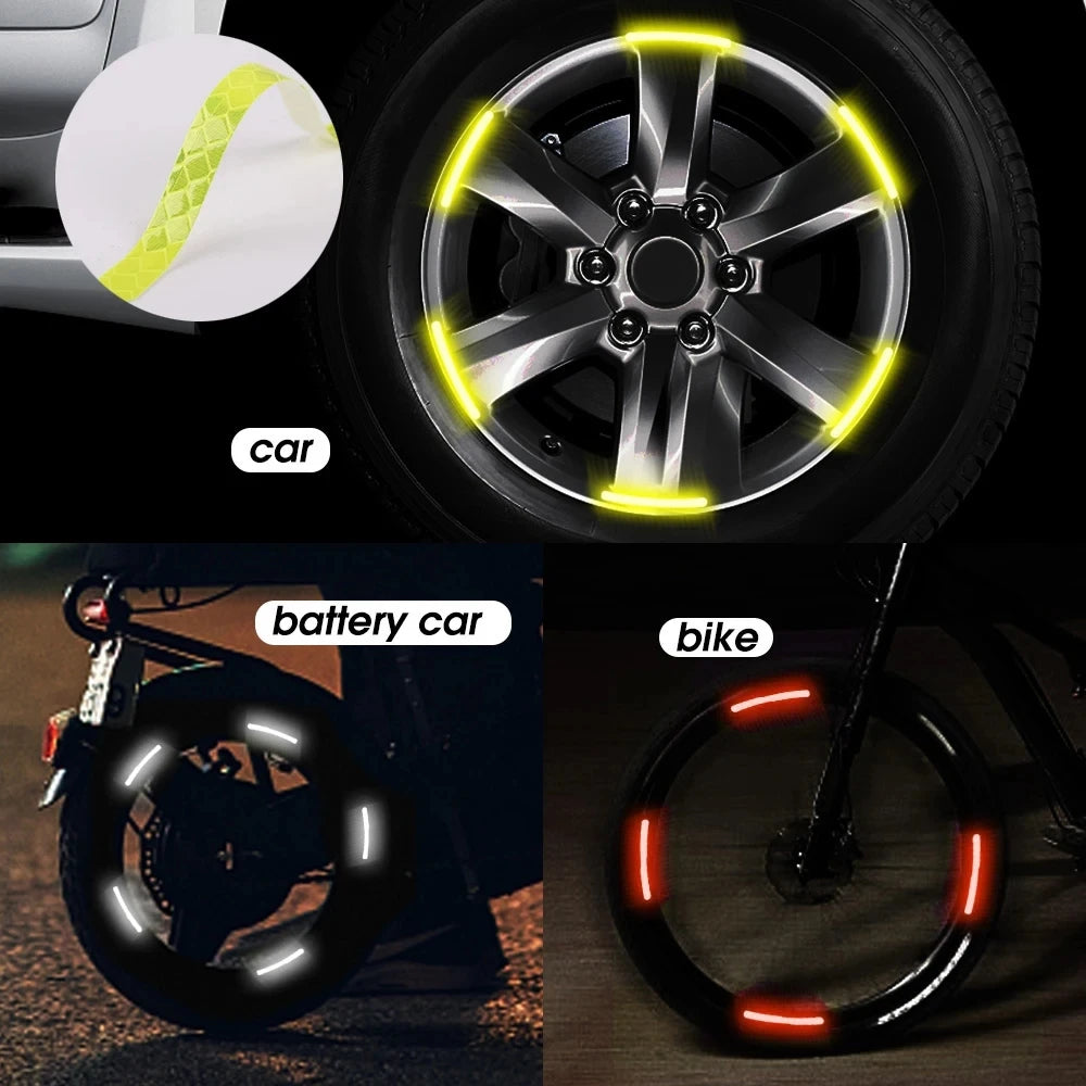 Reflective Wheel Rim Safety Warning Decals for Vehicles