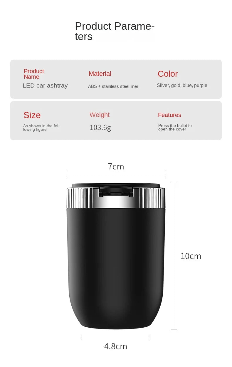 Portable LED Car Ashtray with Cup Holder Mount - 13