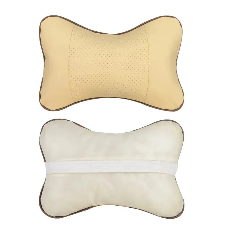 Ergonomic PU Leather Car Neck Pillow for Pain Relief