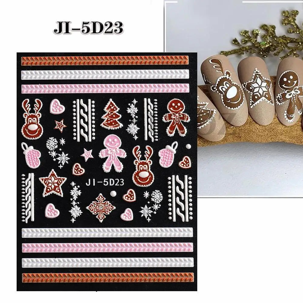 3D Christmas Cartoon Self-Adhesive Nail Art Decal Stickers - 35