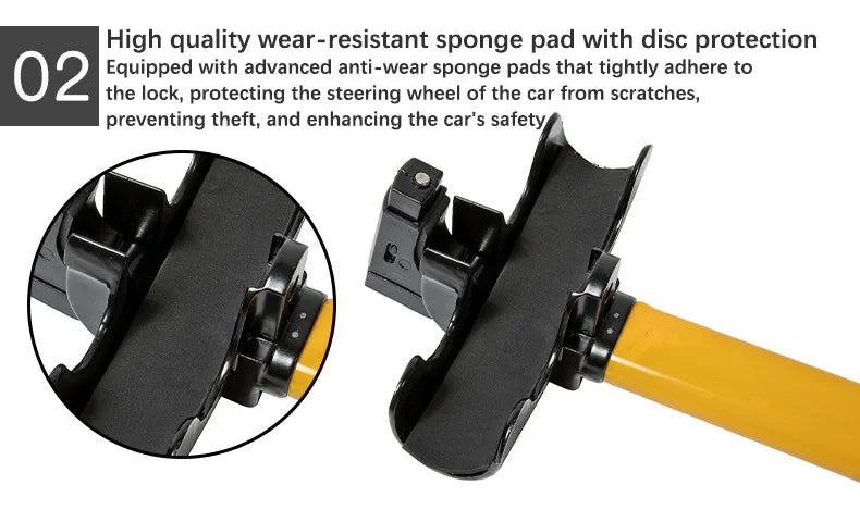 Heavy-Duty Universal Steering Wheel Lock Anti-Theft Security Bar