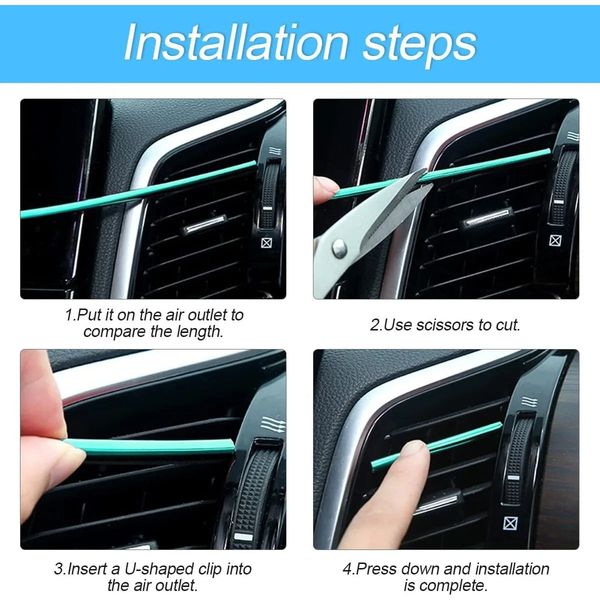 10 Pcs Car Air Vent Decoration Strips U Shaped Interior Trim Styling - 4