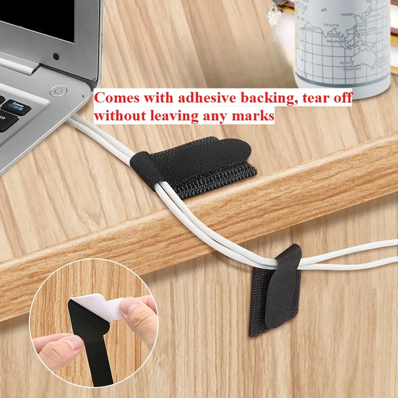 Self-Adhesive Adjustable Cable Management Straps - 3