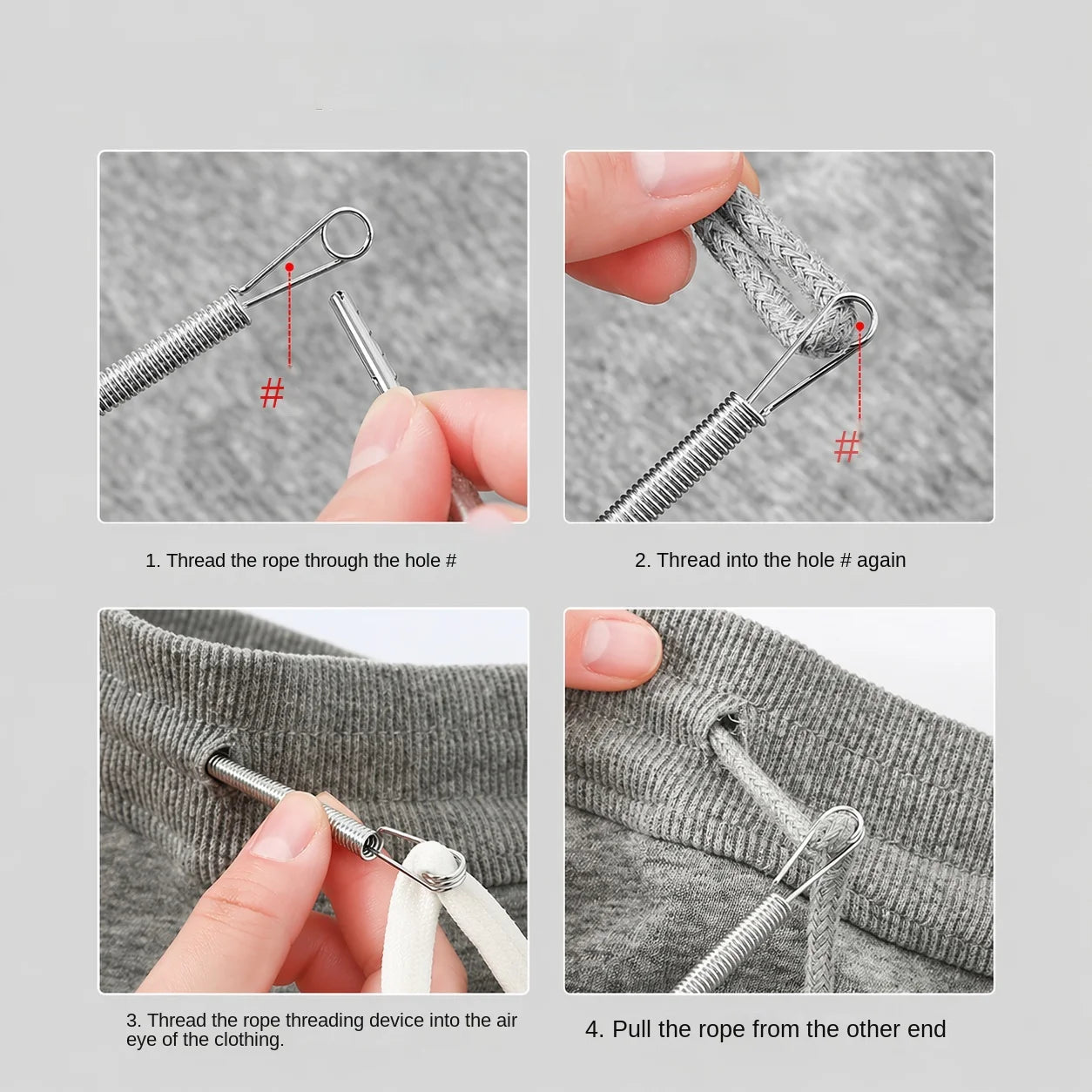 Flexible Spring Drawstring Threader for Clothing and Sewing - 3