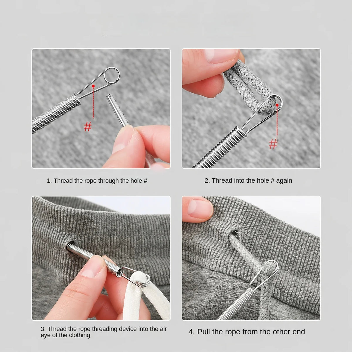 Flexible Spring Drawstring Threader for Clothing and Sewing