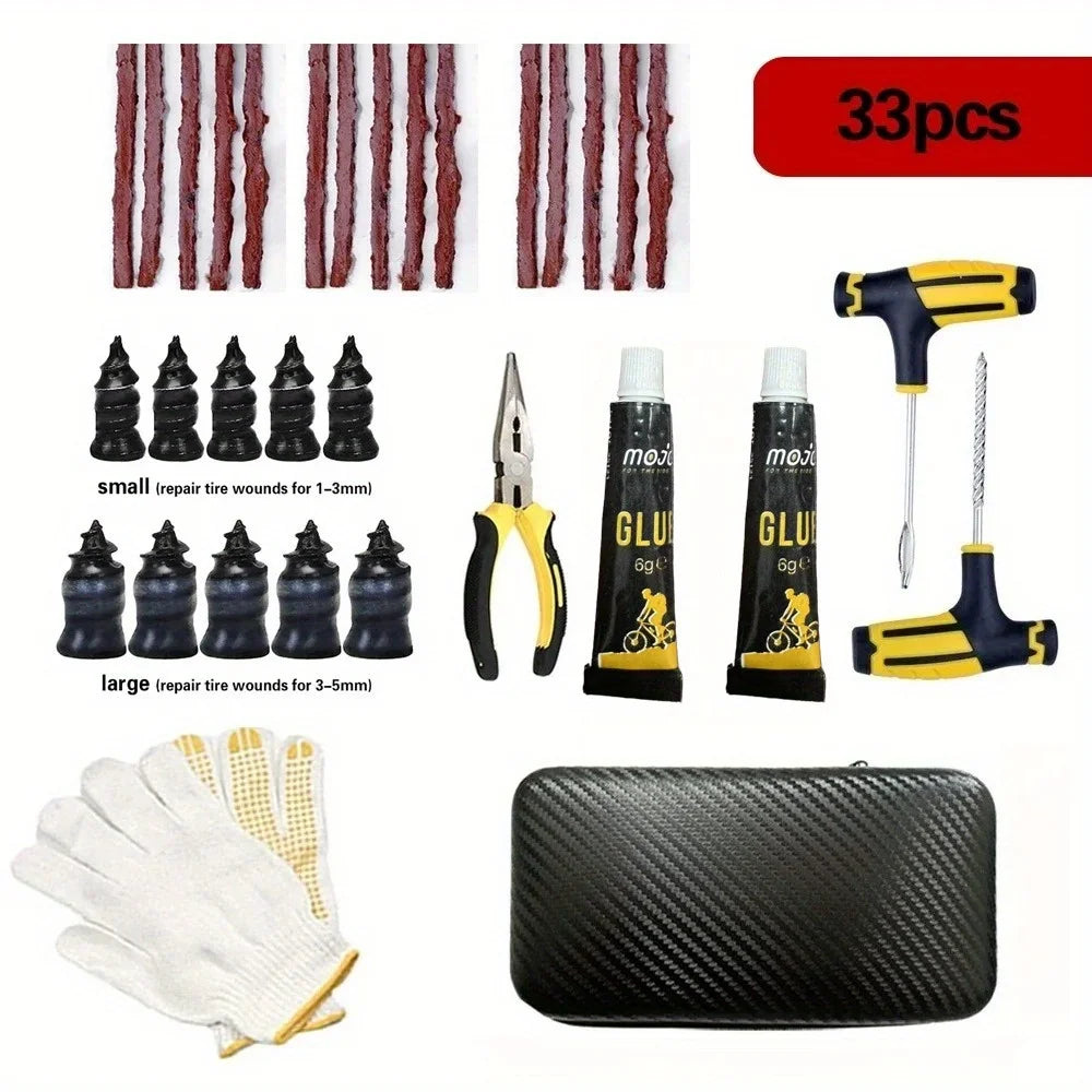Emergency Tire Repair Tool Kit for Cars and Motorcycles - 15