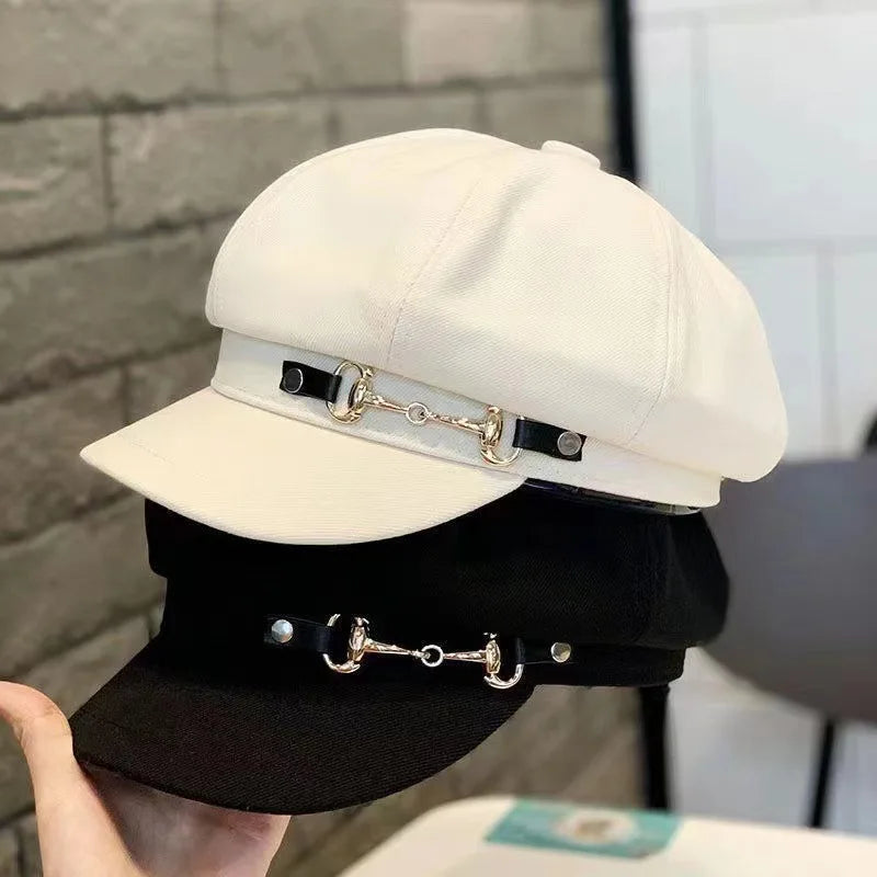 Women's Lightweight Newsboy Cap Adjustable Metal Buckle Hat