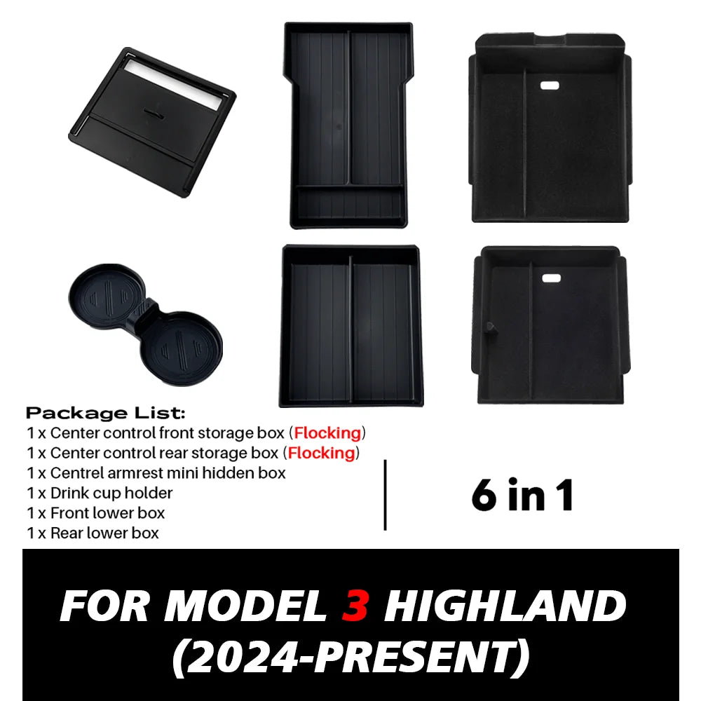 Center Console Organizer Tray Set for Model 3 Highland - 10