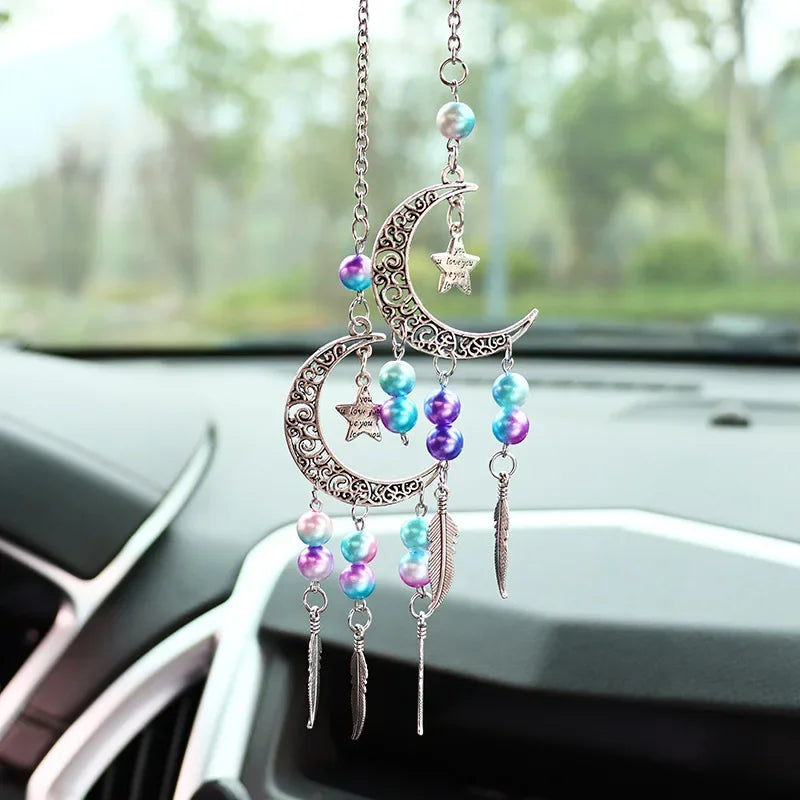Dreamcatcher Moon and Star Rearview Mirror Car Pendant - 7