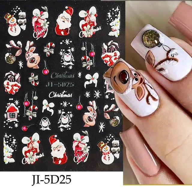 3D Christmas Cartoon Self-Adhesive Nail Art Decal Stickers