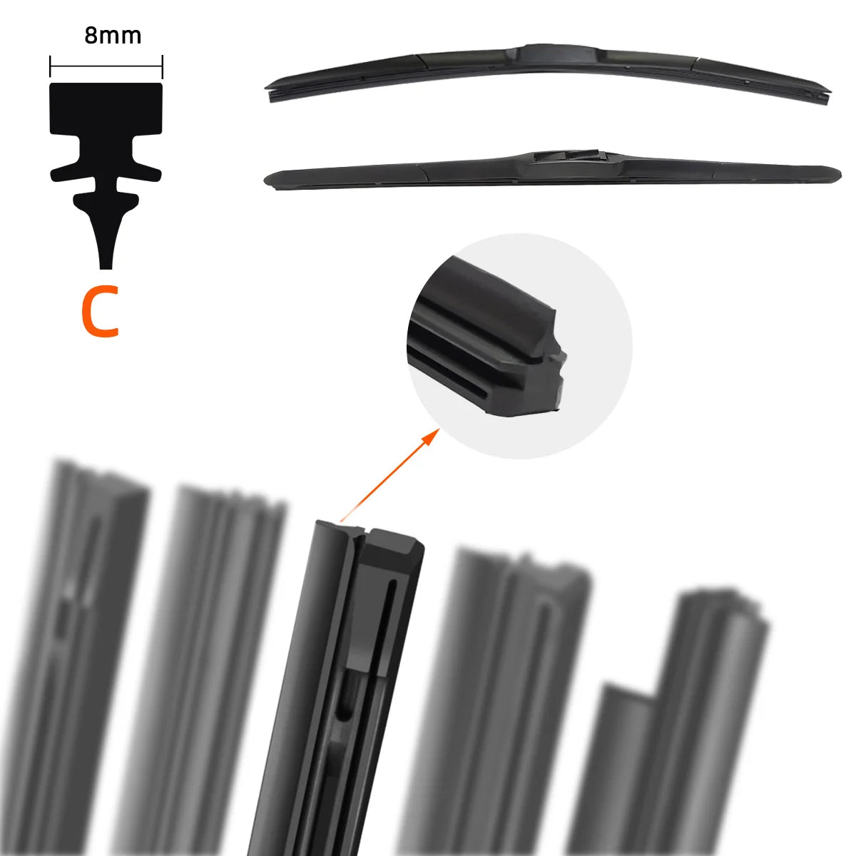 Universal Car Wiper Blade Rubber Refill Strip