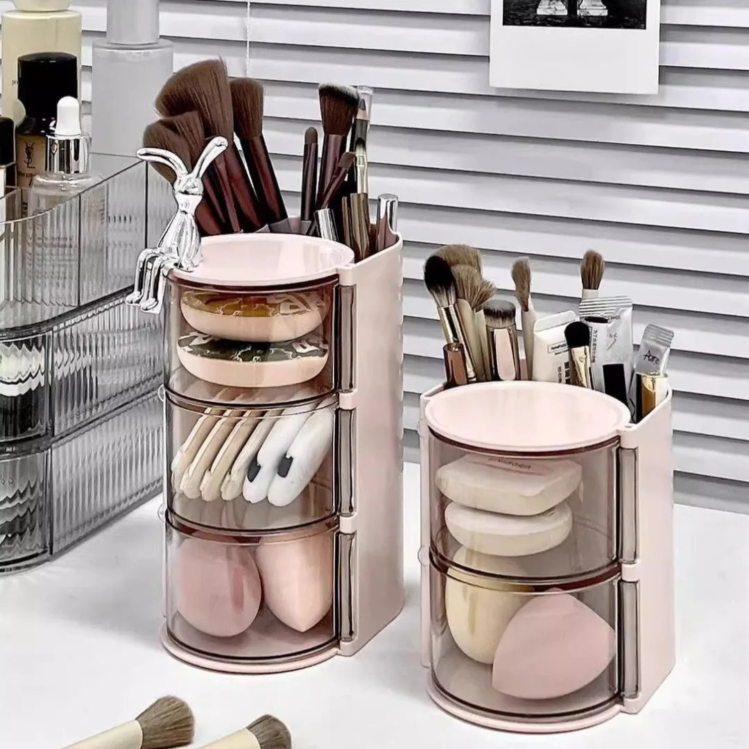 Rotating Desktop Cosmetic Makeup Brush and Accessory Organizer - 7