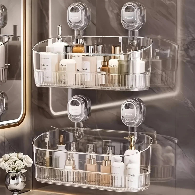 Punch-Free Suction Cup Bathroom Storage Shelf - 8