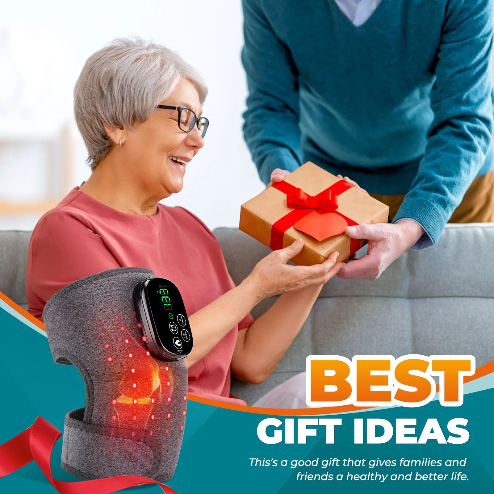 Cordless Heated Knee and Joint Support Brace with Red Light Therapy - 14