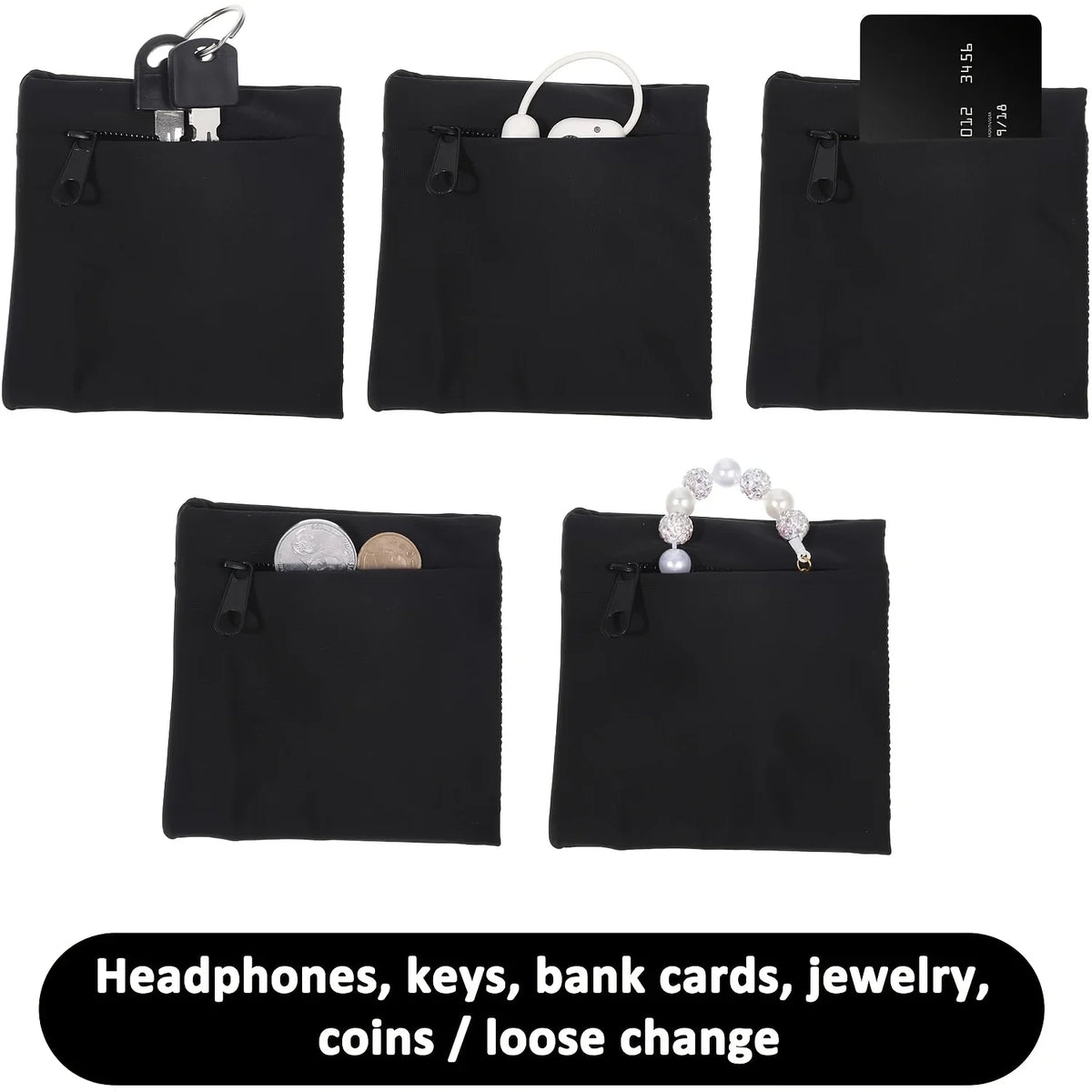 Zippered Wristband Storage Pouch for Running and Fitness