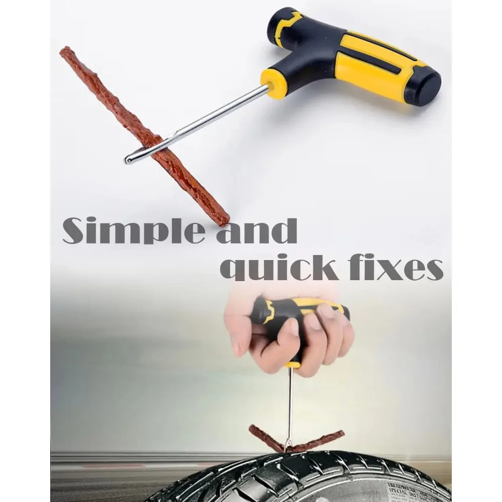 Emergency Tubeless Tire Repair Kit with T-Handle Tools