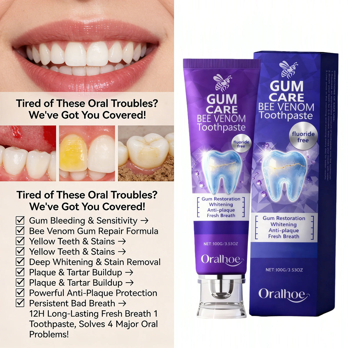 Bee Venom Gum Repair and Teeth Whitening Toothpaste