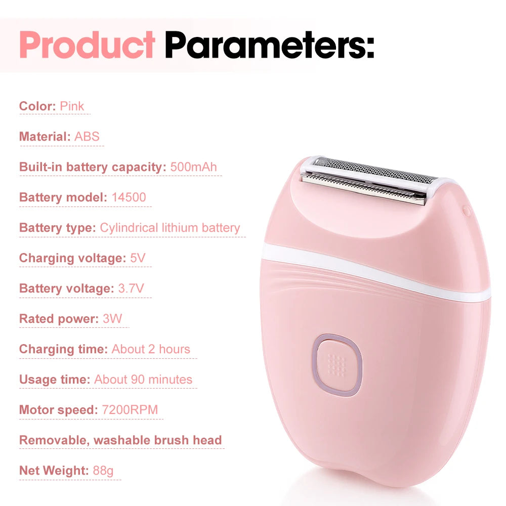Compact 3-in-1 Electric Lady Shaver for Painless Body Hair Removal