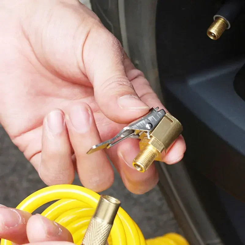 Brass Tire Inflator Air Chuck Pump Connector for Car and Bike