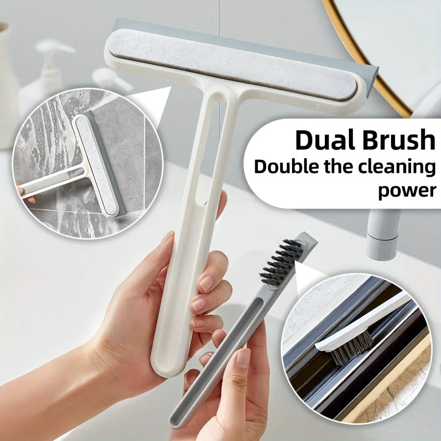 Multipurpose Silicone Glass Squeegee and Cleaning Brush Set