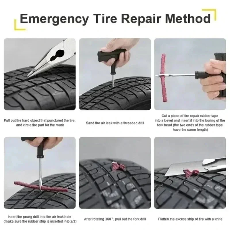 Emergency Tubeless Tire Repair Tool Kit for Car and Motorcycle - 5