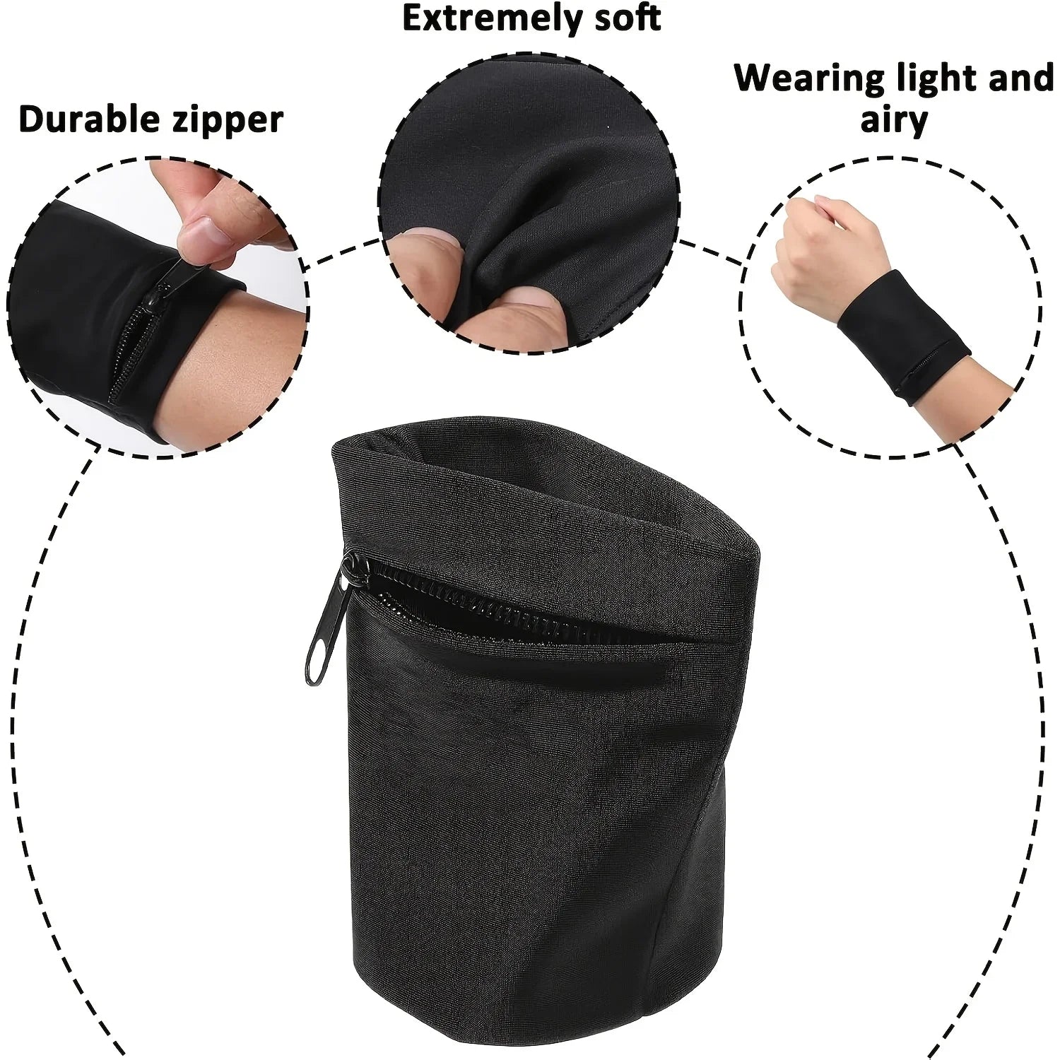 Zippered Wristband Storage Pouch for Running and Fitness - 6