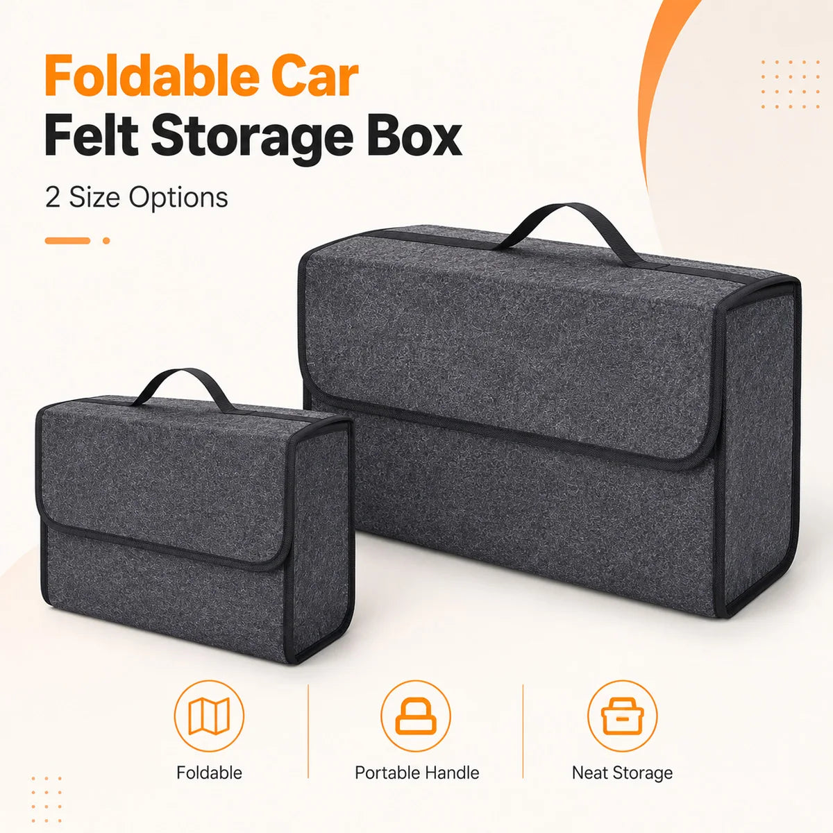 Foldable Felt Car Trunk Organizer and Storage Box - 3