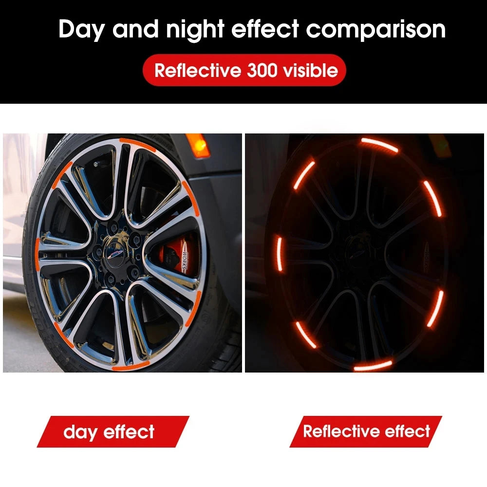 Reflective Wheel Rim Safety Warning Decals for Vehicles