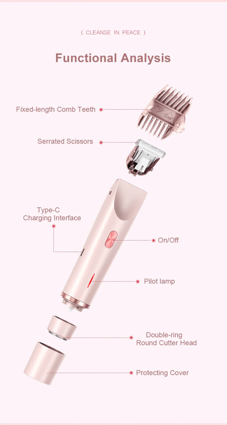Electric Waterproof Painless Hair Removal Shaver for Face and Body
