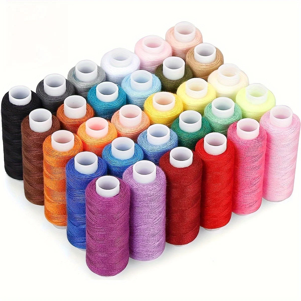 12 Pack Polyester Sewing Thread Set Vibrant Colorful Spools for Crafts - 8