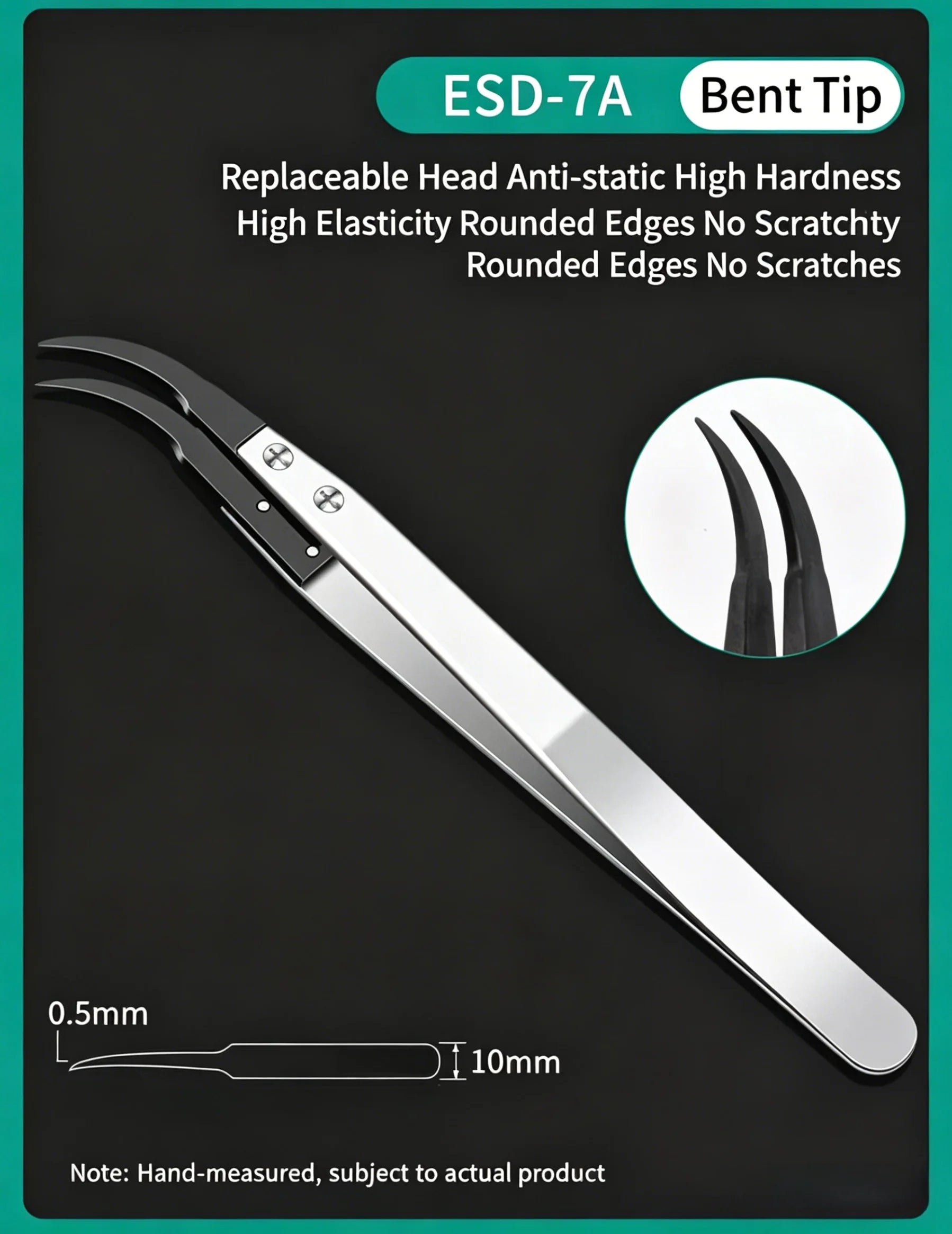 ESD-Safe Precision Tweezer Set with Replaceable Anti-Static Tips - 17