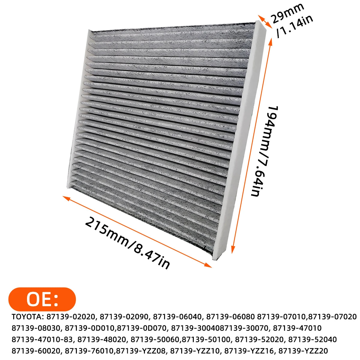 Replacement Cabin Air Filter for Toyota Vehicles