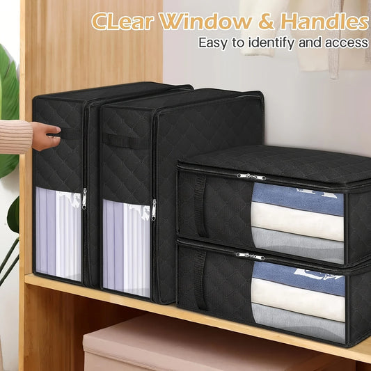 Foldable Bedding and Clothing Storage Organizer with Clear Window