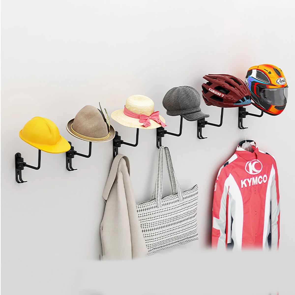Wall-Mounted Rotating Helmet Storage Rack - 6