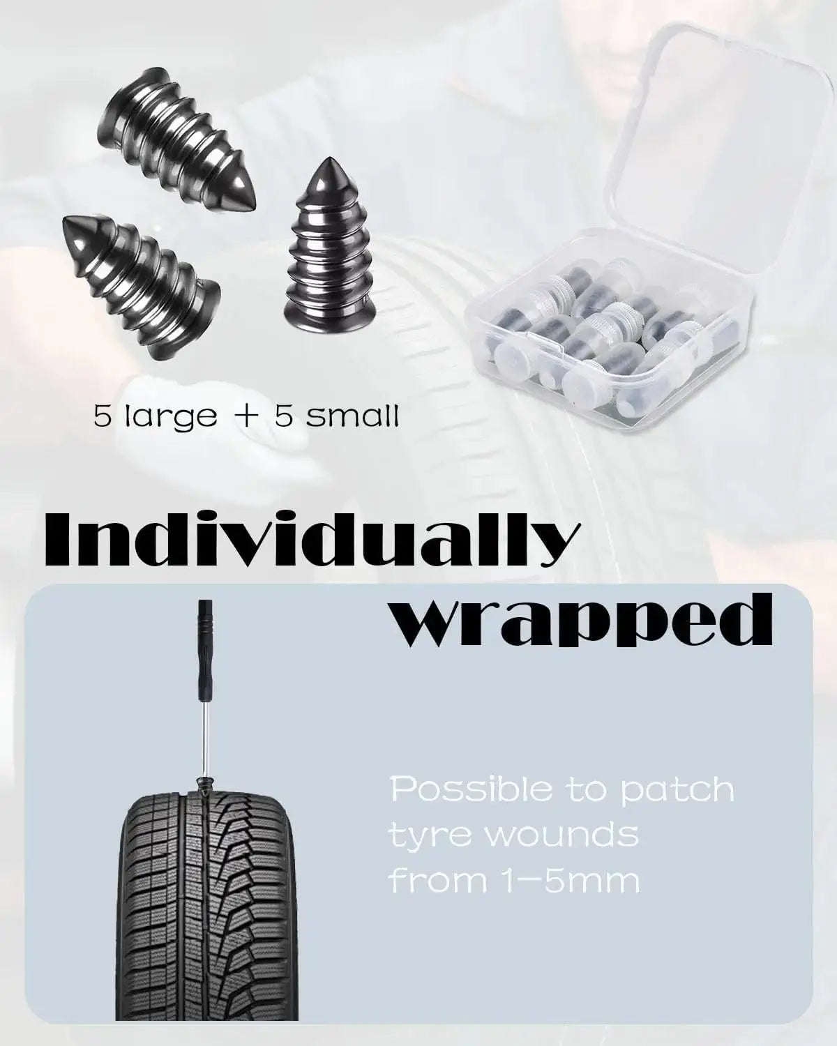 Emergency Tubeless Tire Repair Kit with T-Handle Tools - 9
