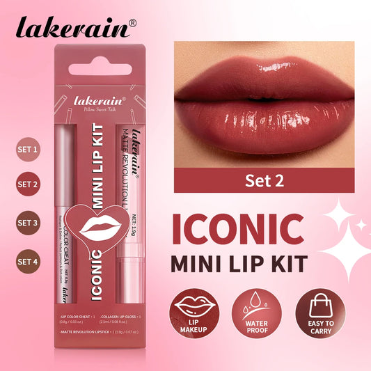 3-Piece Waterproof Matte Lipstick and Lip Liner Makeup Set