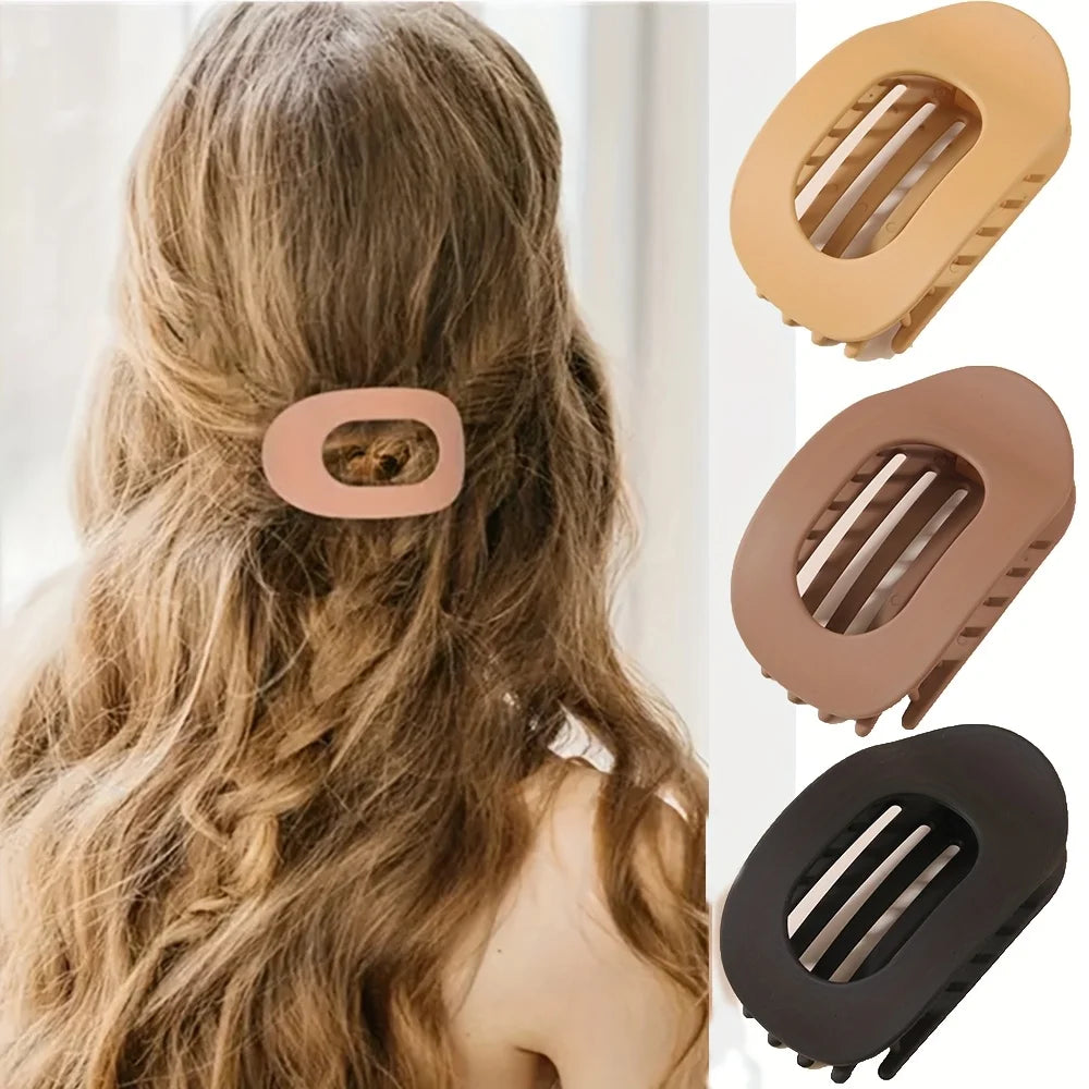 Matte Oval Flat Hair Clips for Women - 10