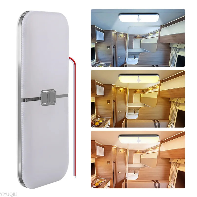 Dimmable 3-Color LED Ceiling Dome Light for RVs and Campers - 1