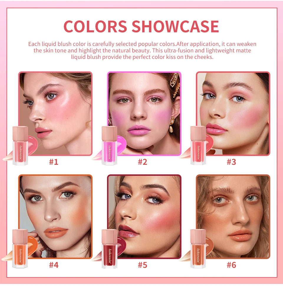 Waterproof Matte Liquid Blush with Mushroom Brush