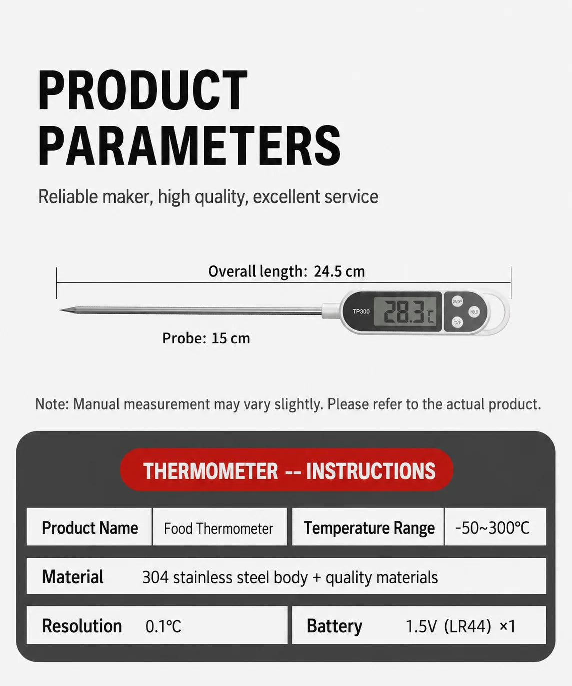 Digital Instant-Read Meat and Kitchen Food Thermometer
