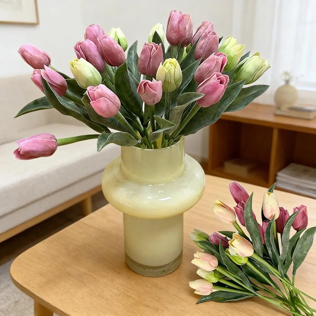 10Pcs Artificial Tulip Bouquet Realistic Faux Flowers for Home Decor - 1
