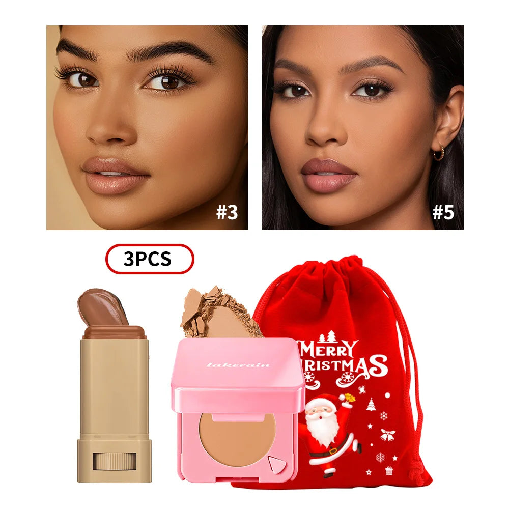 Matte Foundation Stick and Pressed Powder Beauty Set